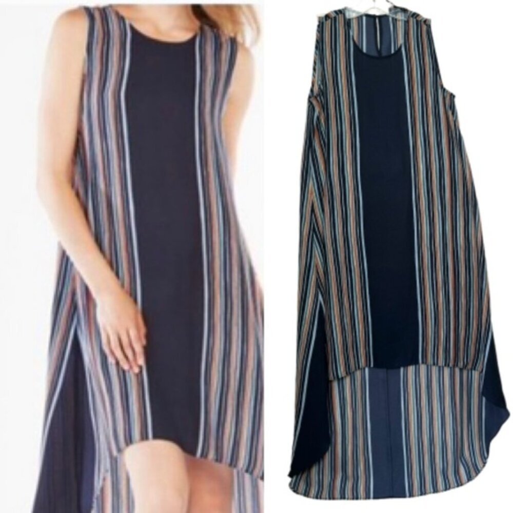 BCBGMAXAZRIA MCKAYLA Dress Striped High Low Lightweight Sleeveless Maxi Midi Top